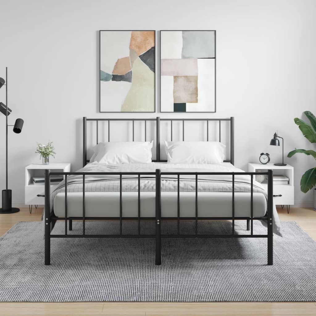 Sengeborde 2 stk Højglans hvid 40x35x47,5 cm træmateriale