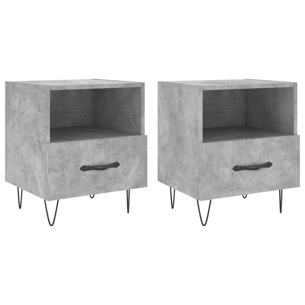 Sengeborde 2 stk Betongrå 40x35x47,5 cm træmateriale