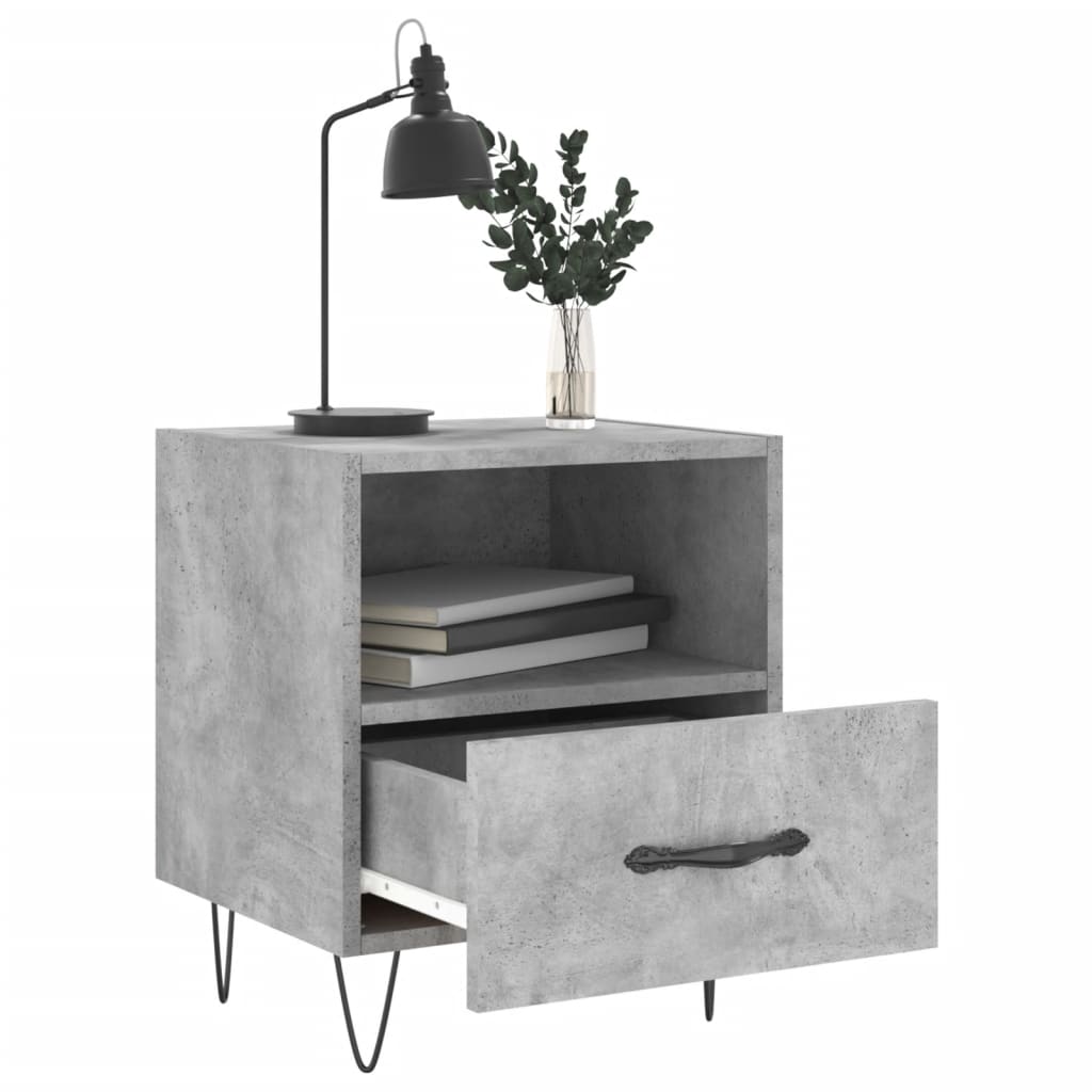Sengeborde 2 stk Betongrå 40x35x47,5 cm træmateriale
