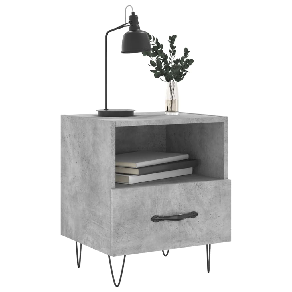 Sengeborde 2 stk Betongrå 40x35x47,5 cm træmateriale