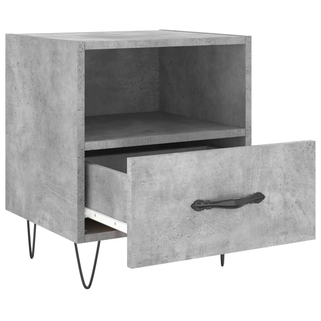 Sengeborde 2 stk Betongrå 40x35x47,5 cm træmateriale