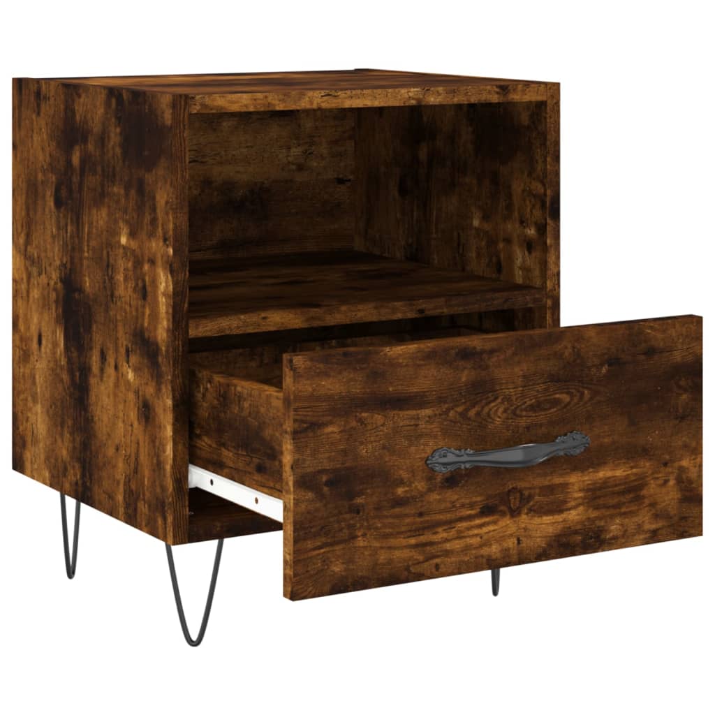 Sengeborde 2 stk Røget eg 40x35x47,5 cm træmateriale