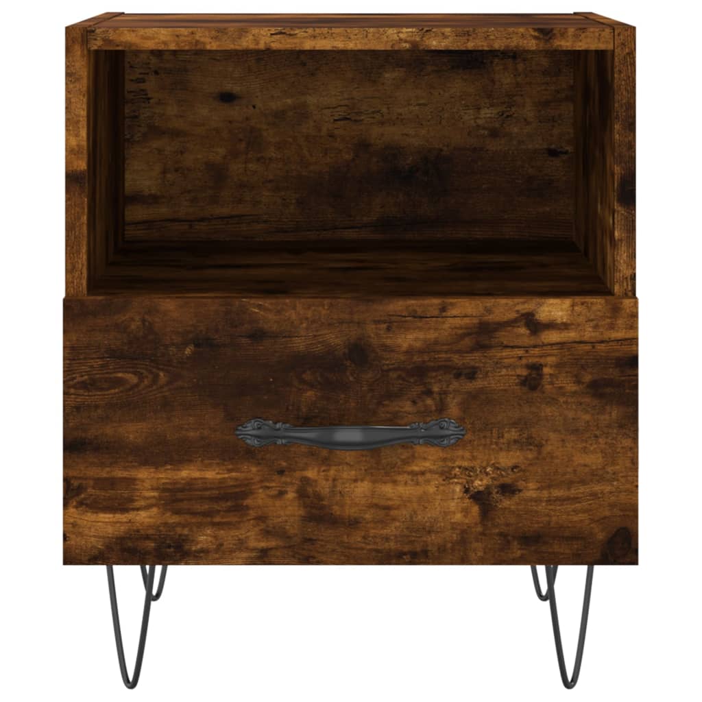 Sengeborde 2 stk Røget eg 40x35x47,5 cm træmateriale
