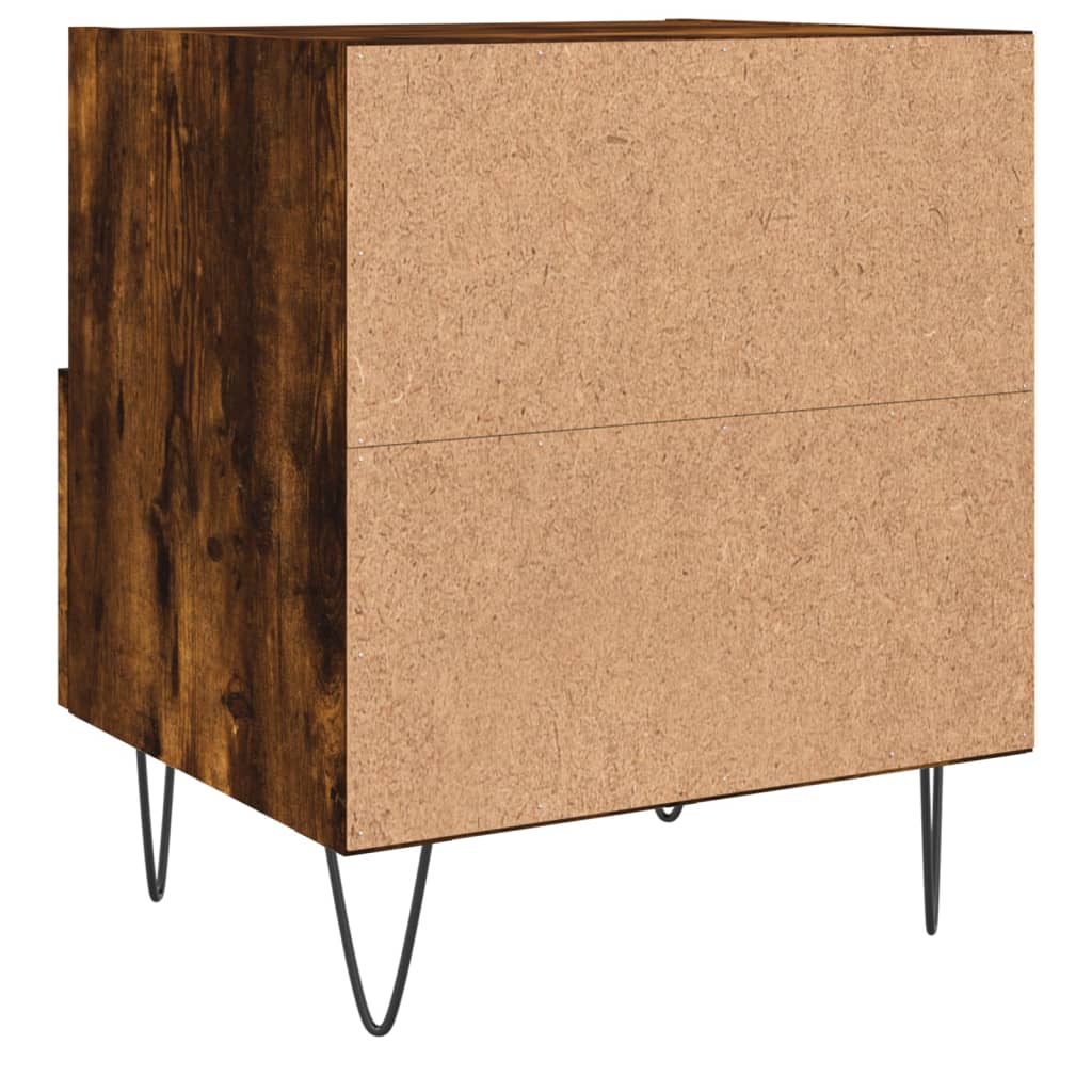 Sengeborde 2 stk Røget eg 40x35x47,5 cm træmateriale