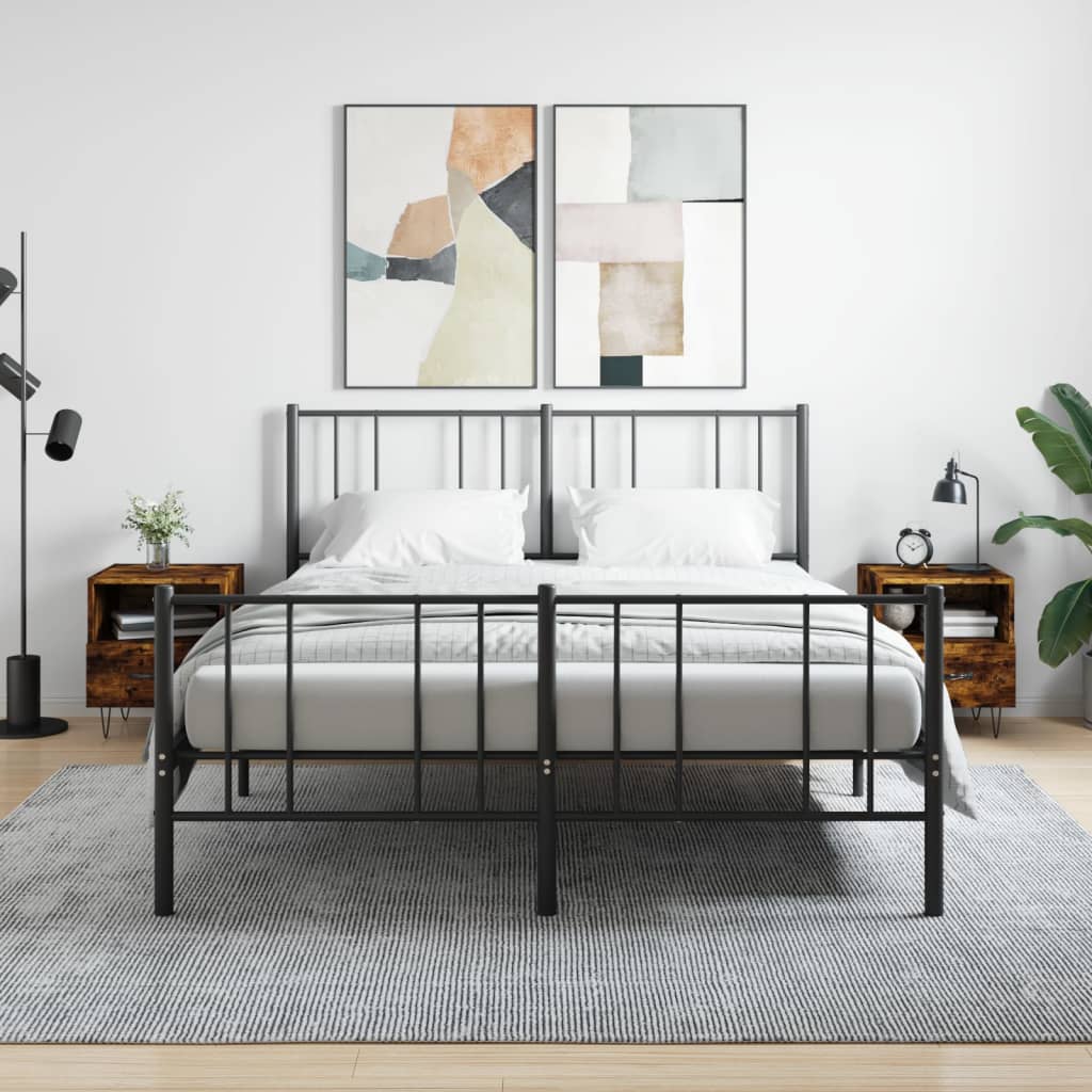 Sengeborde 2 stk Røget eg 40x35x47,5 cm træmateriale