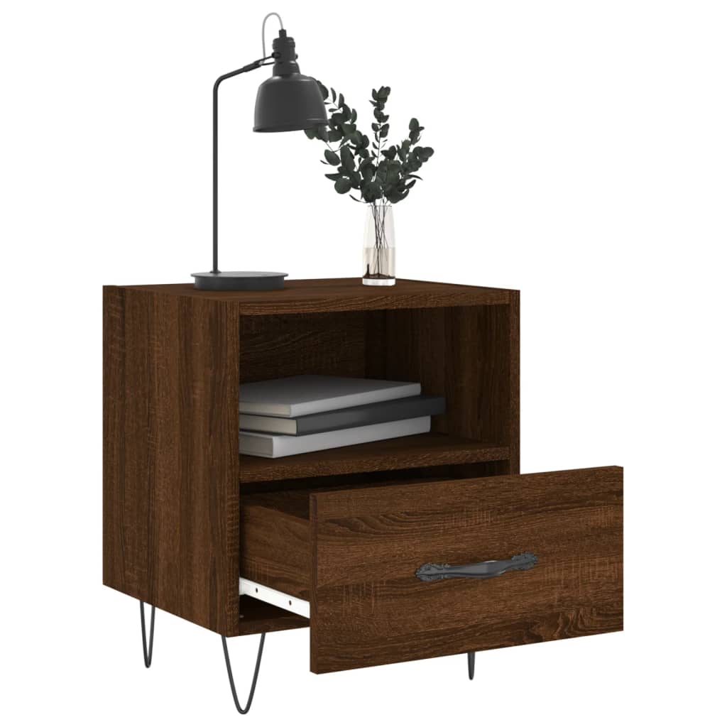 Sengeborde 2 stk. Brun eg look 40x35x47,5cm træmateriale
