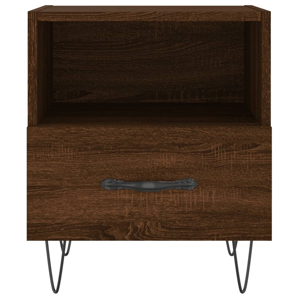 Sengeborde 2 stk. Brun eg look 40x35x47,5cm træmateriale