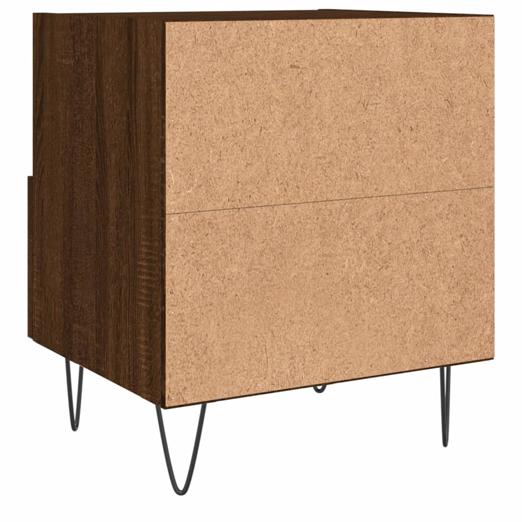 Sengeborde 2 stk. Brun eg look 40x35x47,5cm træmateriale