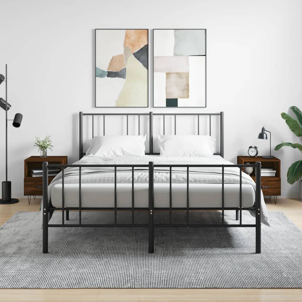 Sengeborde 2 stk. Brun eg look 40x35x47,5cm træmateriale