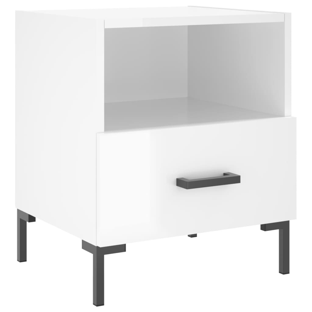 Sengebord højglans hvid 40x35x47,5 cm træmateriale
