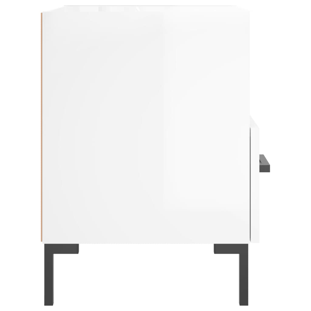 Sengebord højglans hvid 40x35x47,5 cm træmateriale