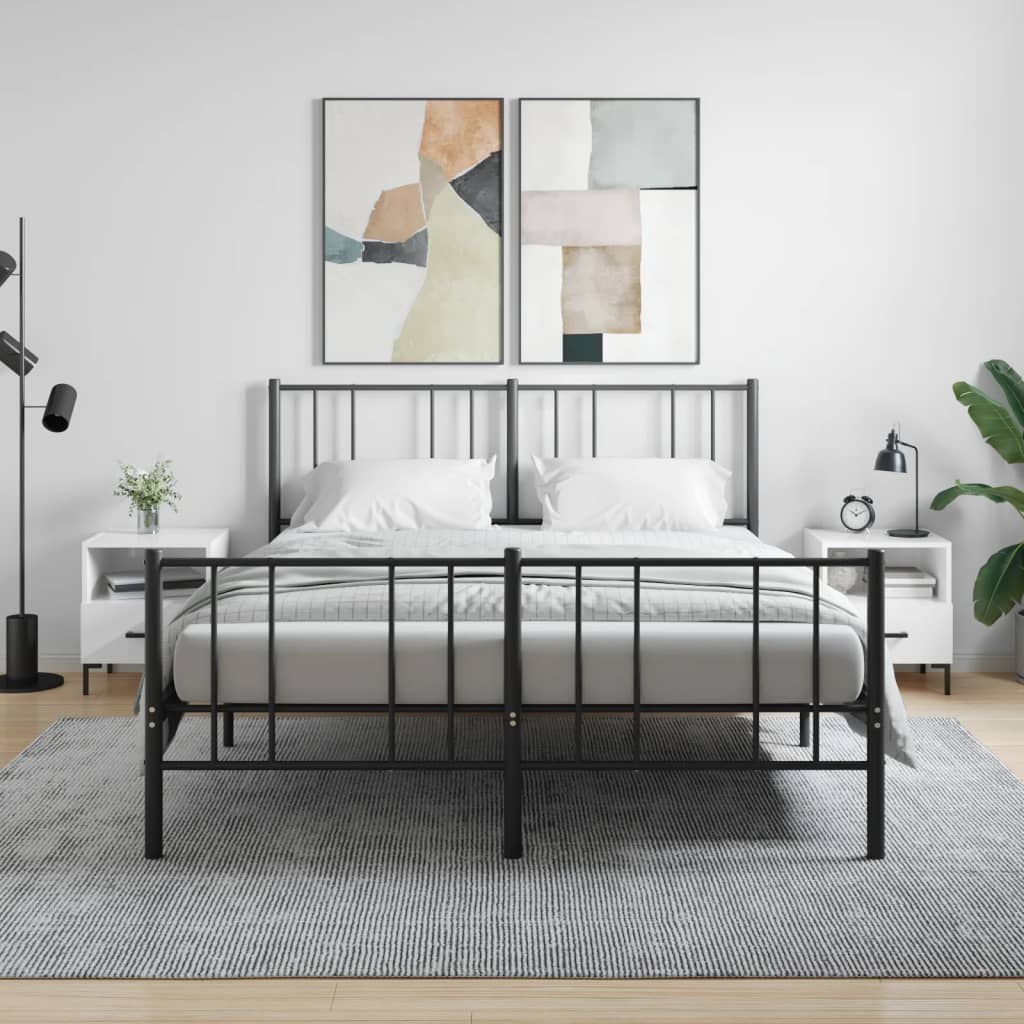 Sengeborde 2 stk Højglans hvid 40x35x47,5 cm træmateriale