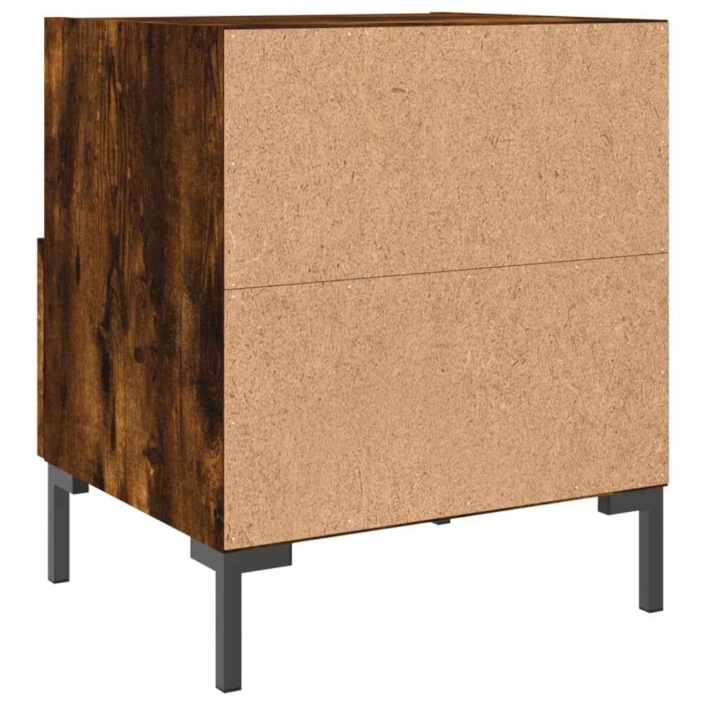 Sengeborde 2 stk Røget eg 40x35x47,5 cm træmateriale