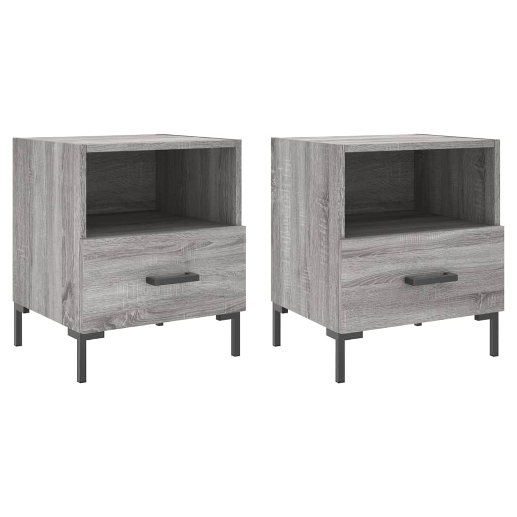 Sengeborde 2 stk Grå Sonoma 40x35x47,5 cm træmateriale