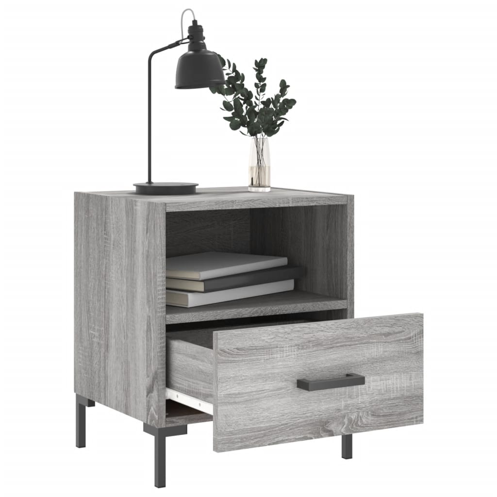 Sengeborde 2 stk Grå Sonoma 40x35x47,5 cm træmateriale