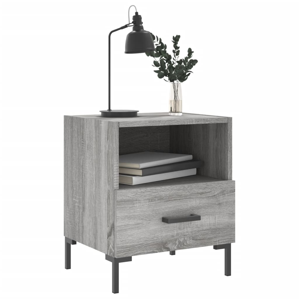Sengeborde 2 stk Grå Sonoma 40x35x47,5 cm træmateriale