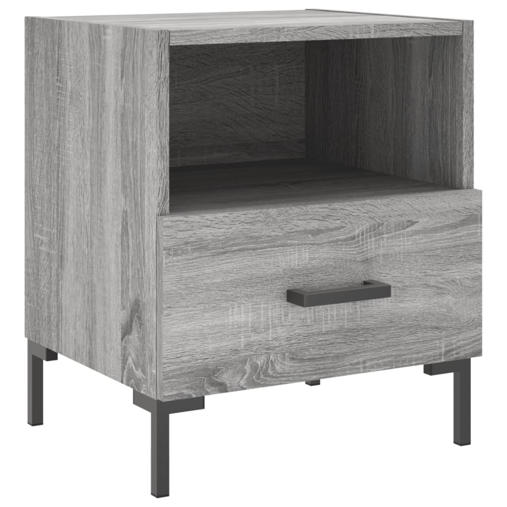 Sengeborde 2 stk Grå Sonoma 40x35x47,5 cm træmateriale