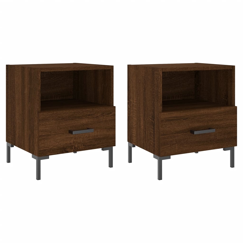 Sengeborde 2 stk. Brun eg look 40x35x47,5cm træmateriale