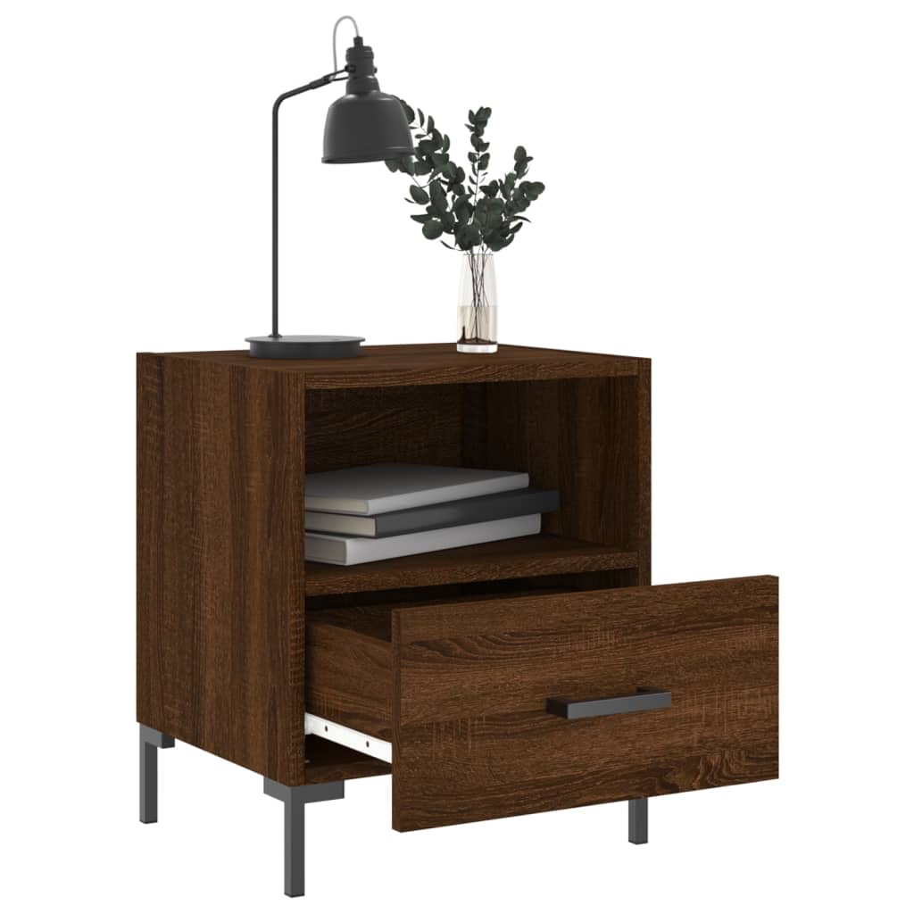 Sengeborde 2 stk. Brun eg look 40x35x47,5cm træmateriale