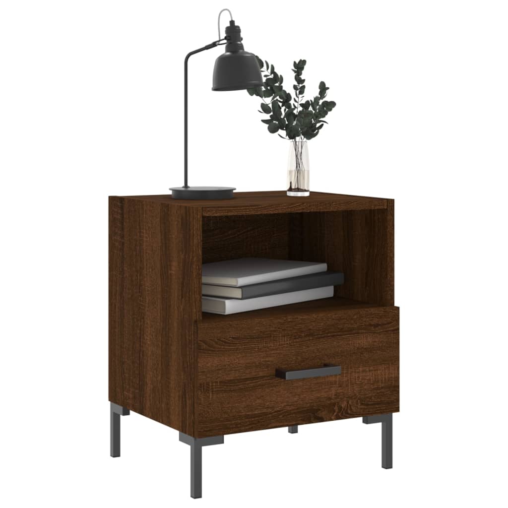 Sengeborde 2 stk. Brun eg look 40x35x47,5cm træmateriale