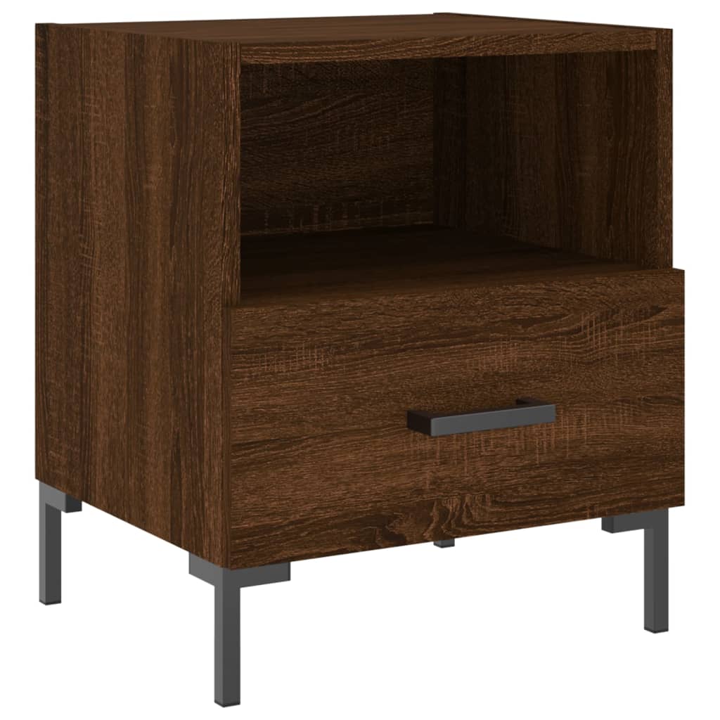 Sengeborde 2 stk. Brun eg look 40x35x47,5cm træmateriale