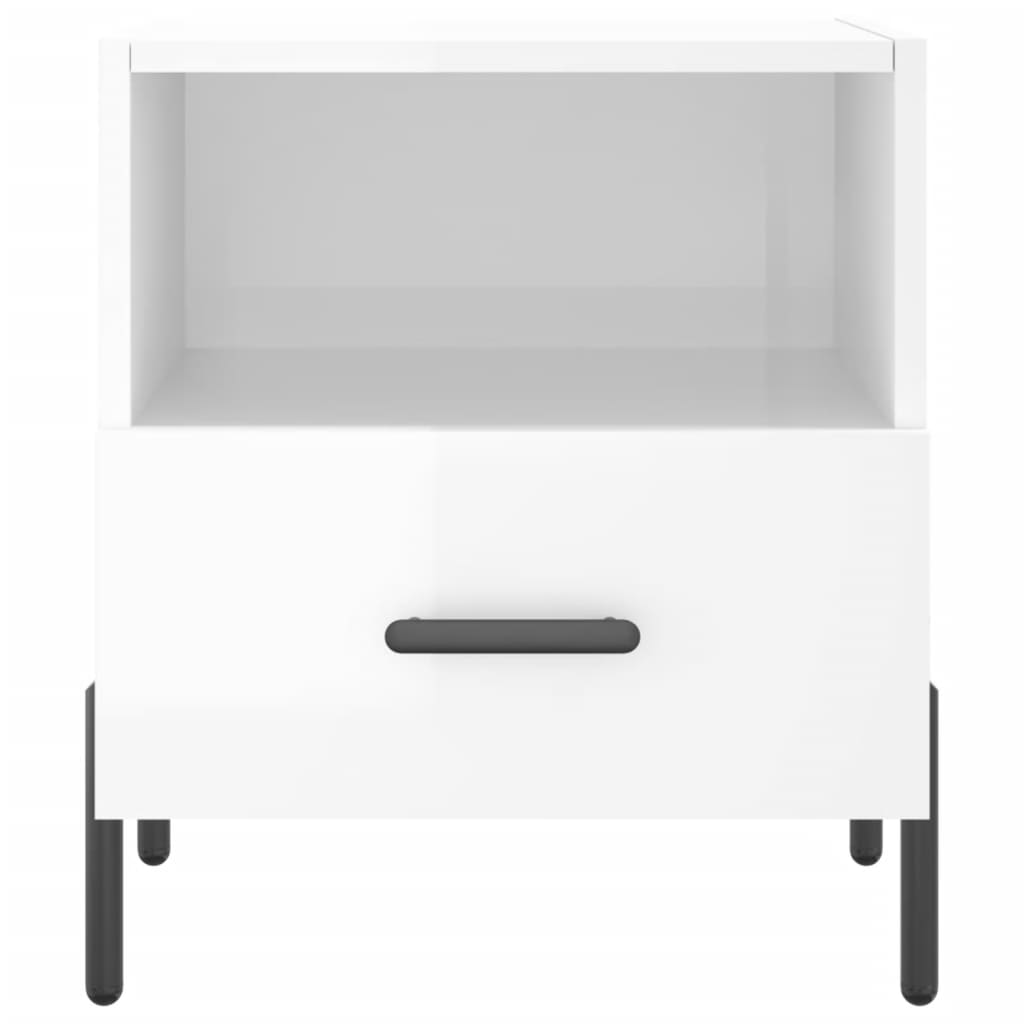 Sengeborde 2 stk Højglans hvid 40x35x47,5 cm træmateriale