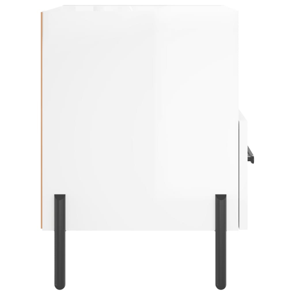 Sengeborde 2 stk Højglans hvid 40x35x47,5 cm træmateriale