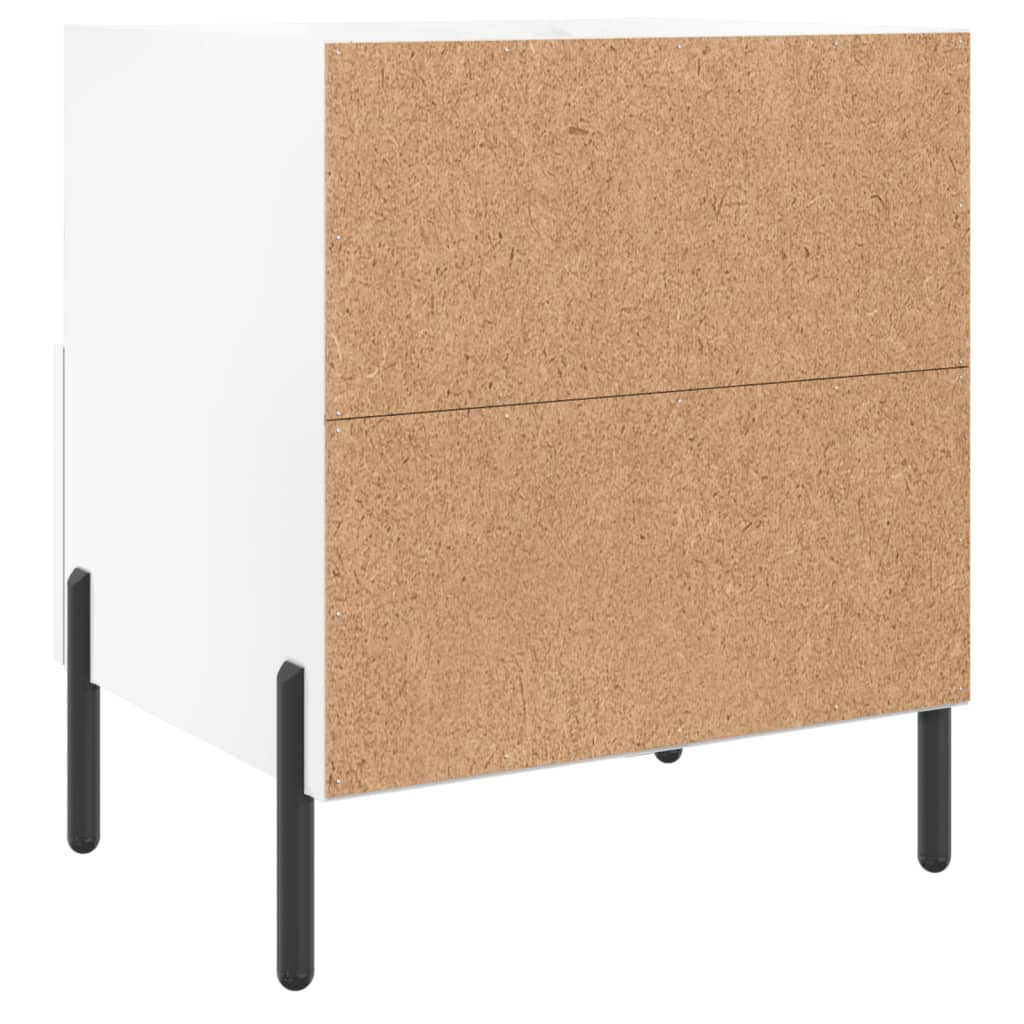 Sengeborde 2 stk Højglans hvid 40x35x47,5 cm træmateriale