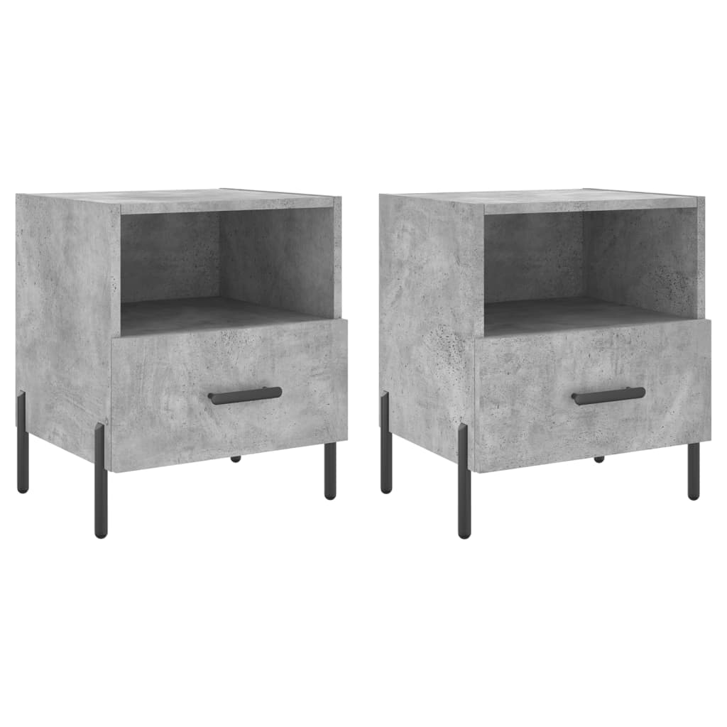 Sengeborde 2 stk Betongrå 40x35x47,5 cm træmateriale