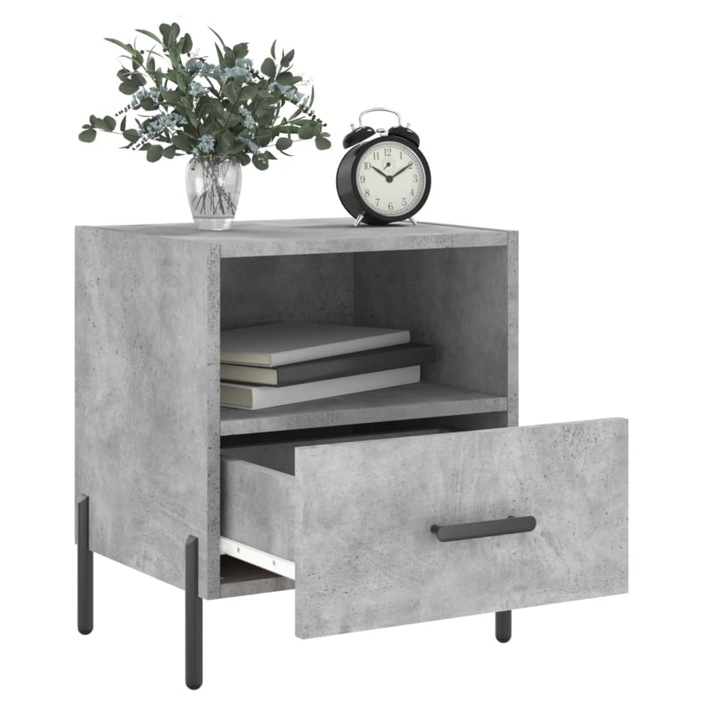 Sengeborde 2 stk Betongrå 40x35x47,5 cm træmateriale