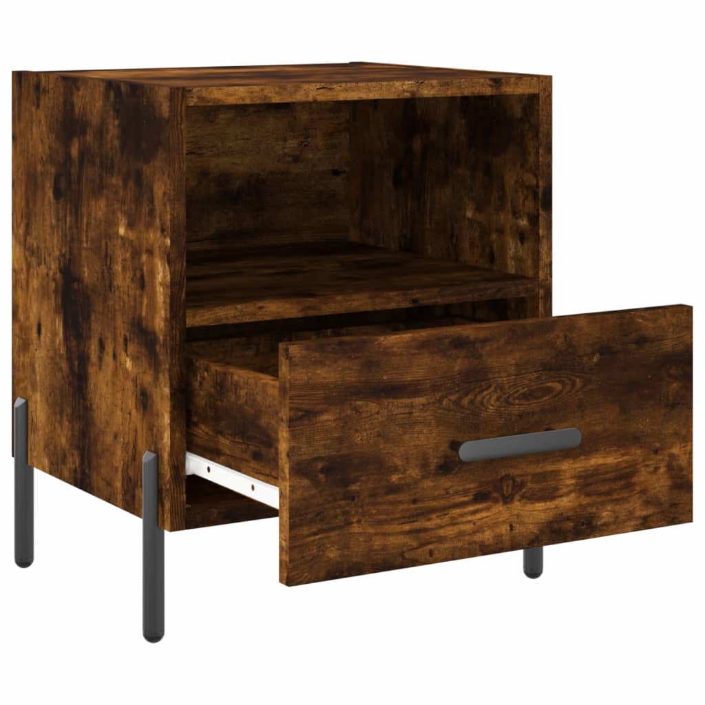 Sengeborde 2 stk Røget eg 40x35x47,5 cm træmateriale