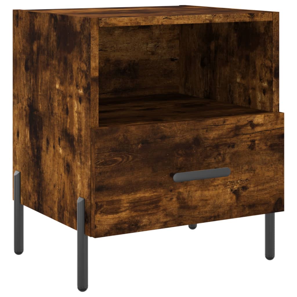 Sengeborde 2 stk Røget eg 40x35x47,5 cm træmateriale