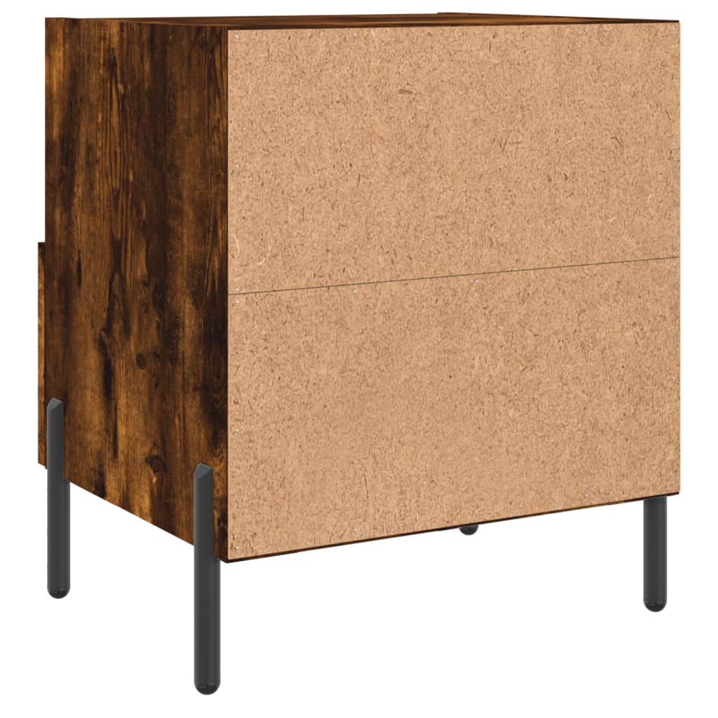 Sengeborde 2 stk Røget eg 40x35x47,5 cm træmateriale