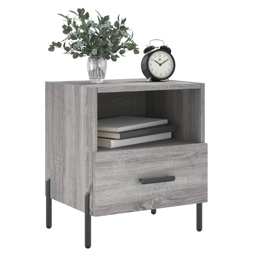 Sengeborde 2 stk Grå Sonoma 40x35x47,5 cm træmateriale