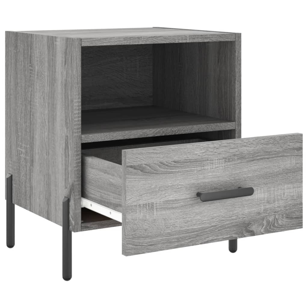 Sengeborde 2 stk Grå Sonoma 40x35x47,5 cm træmateriale