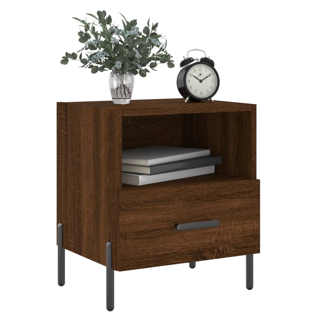 Sengeborde 2 stk. Brun eg look 40x35x47,5cm træmateriale