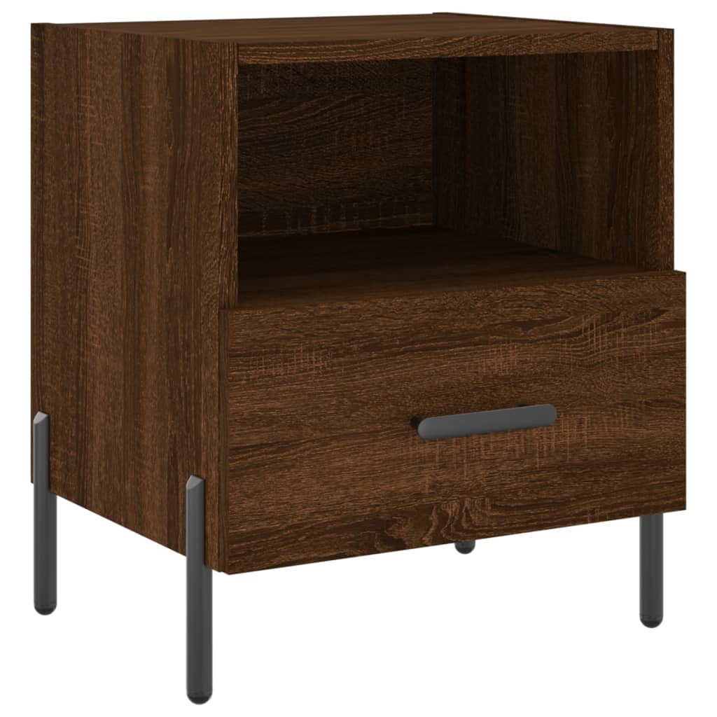 Sengeborde 2 stk. Brun eg look 40x35x47,5cm træmateriale