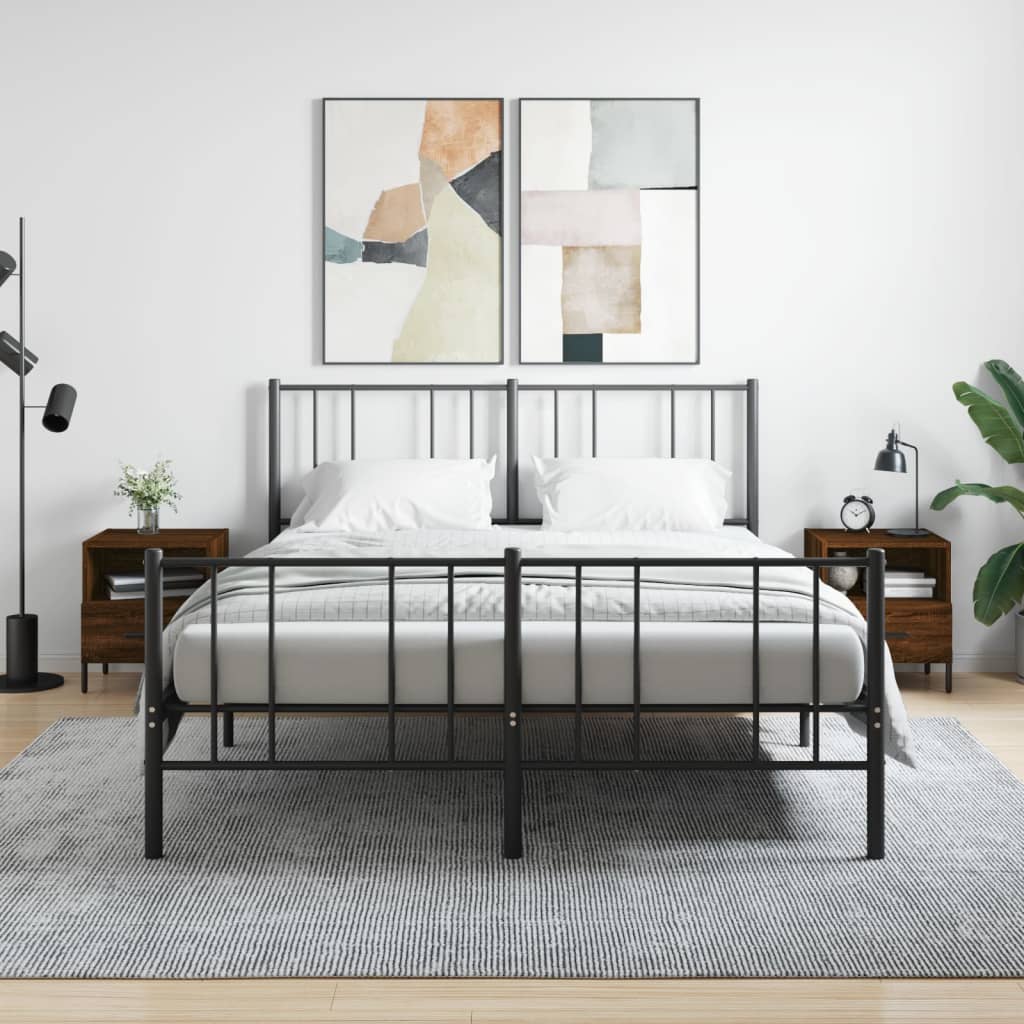 Sengeborde 2 stk. Brun eg look 40x35x47,5cm træmateriale