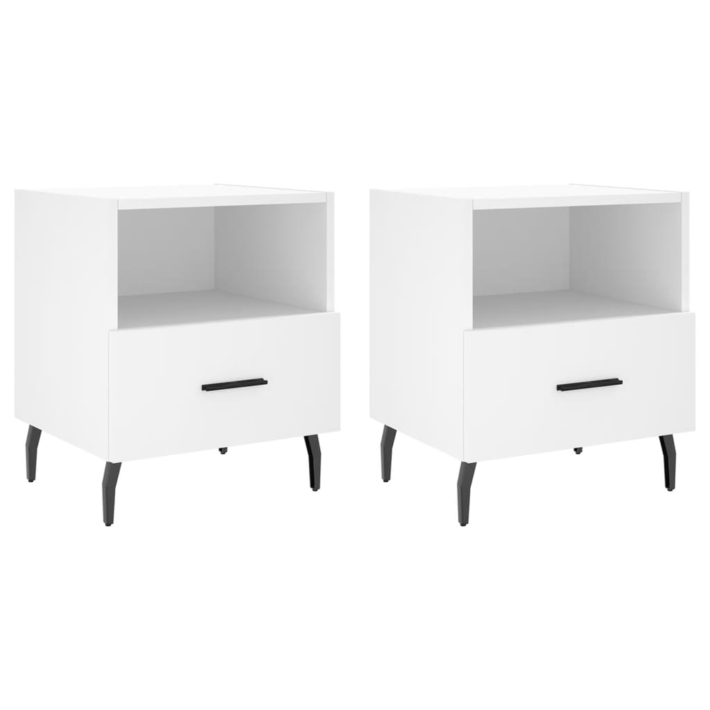 Sengeborde 2 stk Hvidt 40x35x47,5 cm træmateriale