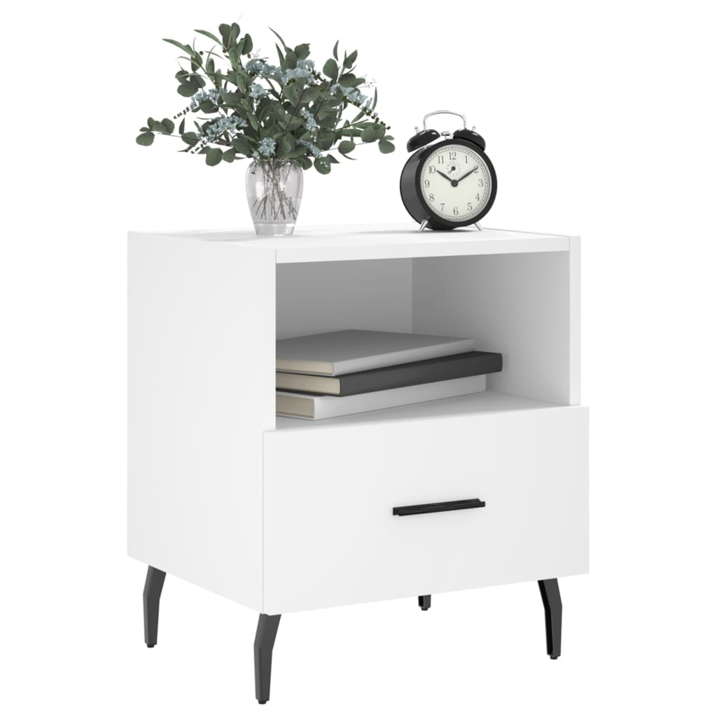 Sengeborde 2 stk Hvidt 40x35x47,5 cm træmateriale