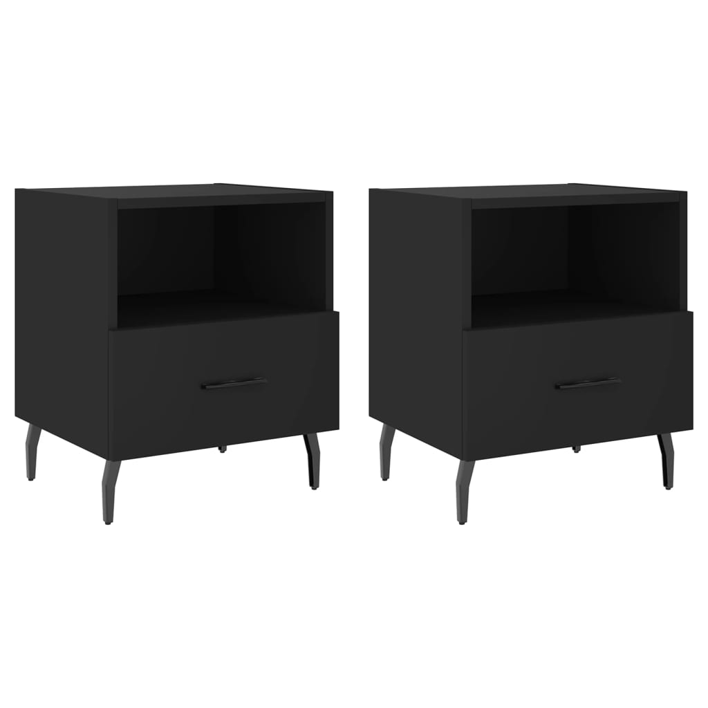 Sengeborde 2 stk Sort 40x35x47,5 cm træmateriale
