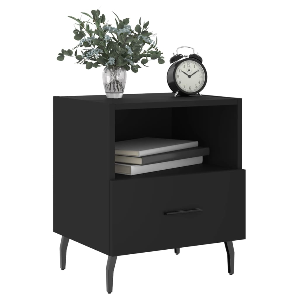 Sengeborde 2 stk Sort 40x35x47,5 cm træmateriale