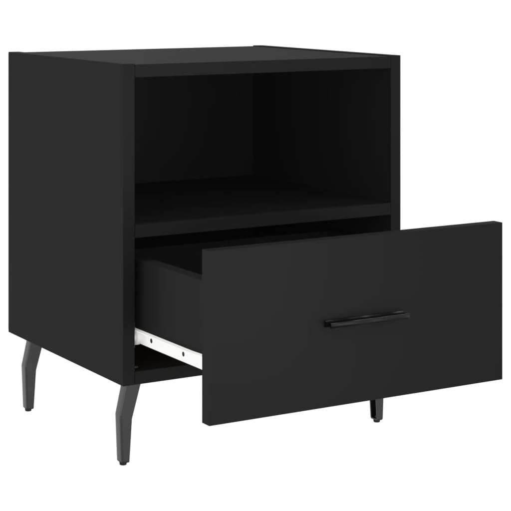 Sengeborde 2 stk Sort 40x35x47,5 cm træmateriale