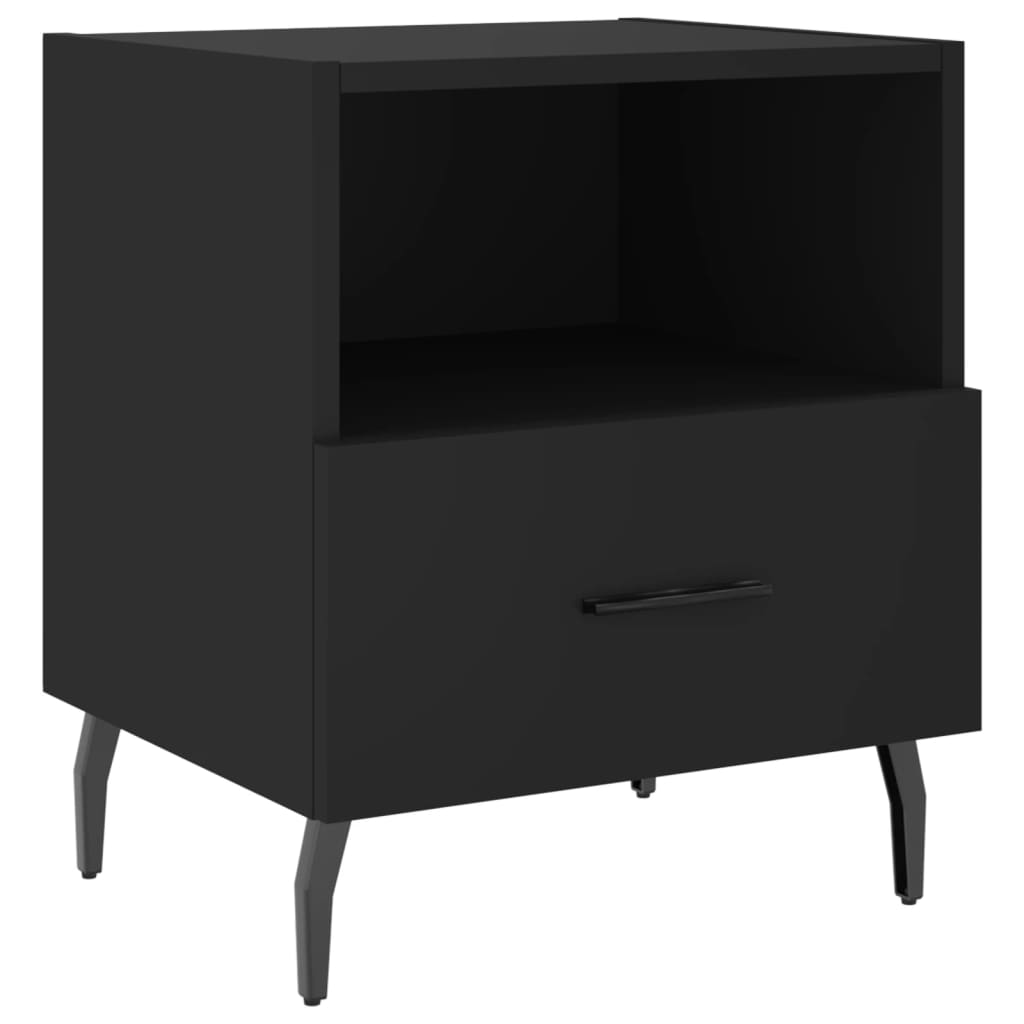 Sengeborde 2 stk Sort 40x35x47,5 cm træmateriale