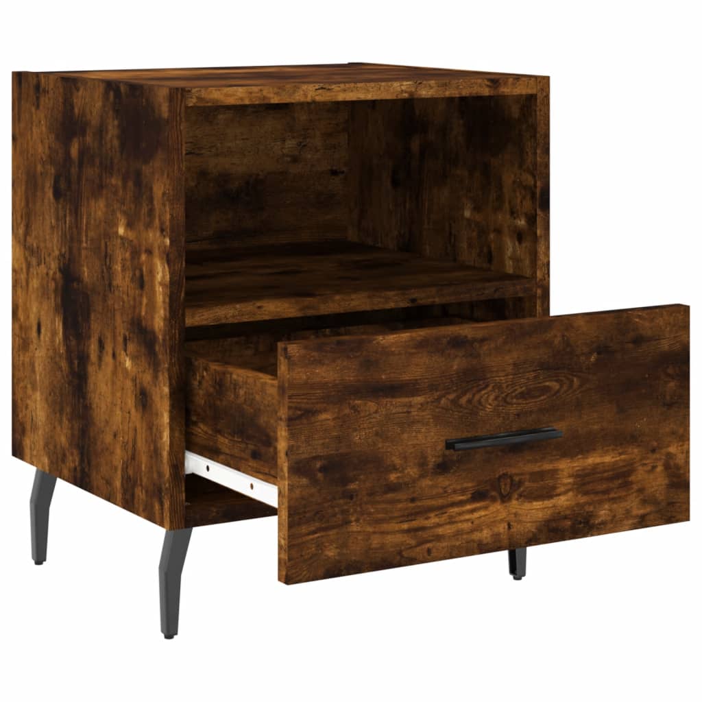 Sengeborde 2 stk Røget eg 40x35x47,5 cm træmateriale
