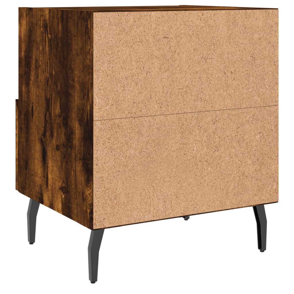 Sengeborde 2 stk Røget eg 40x35x47,5 cm træmateriale
