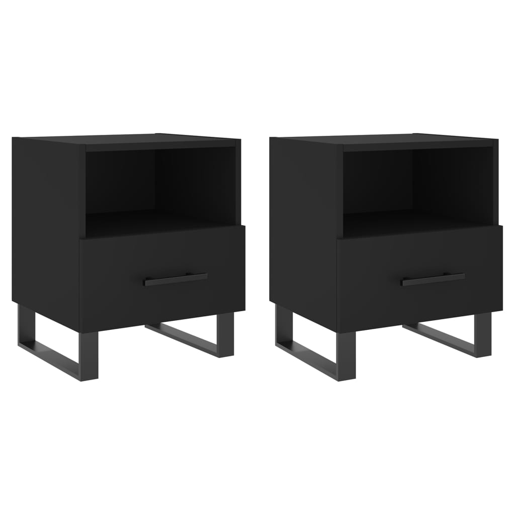 Sengeborde 2 stk Sort 40x35x47,5 cm træmateriale