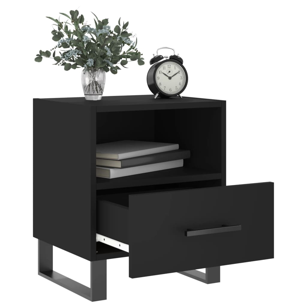 Sengeborde 2 stk Sort 40x35x47,5 cm træmateriale