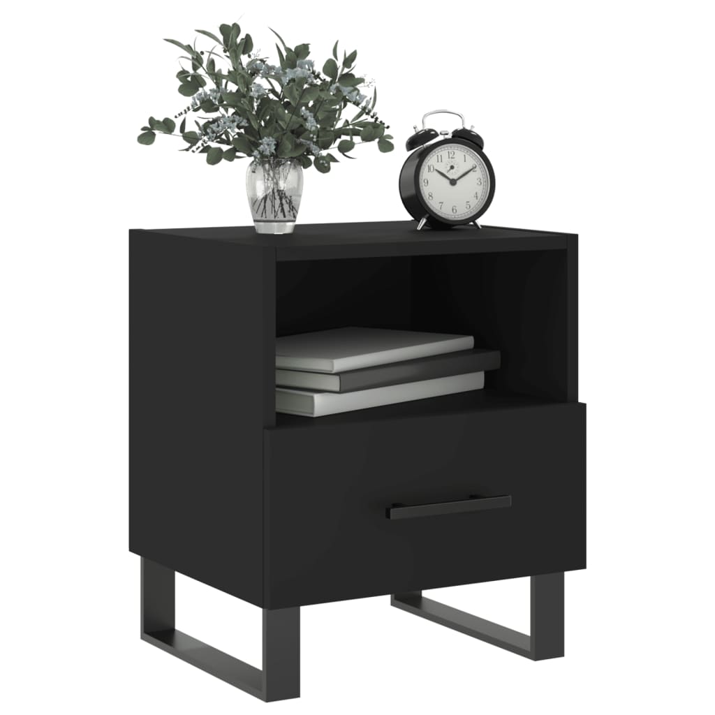 Sengeborde 2 stk Sort 40x35x47,5 cm træmateriale