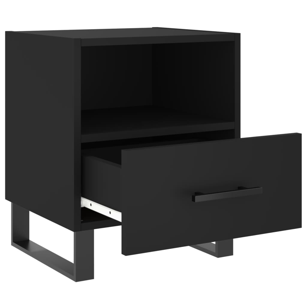 Sengeborde 2 stk Sort 40x35x47,5 cm træmateriale